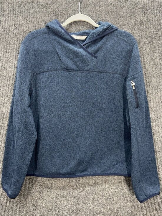 Stio Tops - Stio Sweetwater Fleece Hoodie Pullover Womens XL Heather Blue Zip Pocket Casual